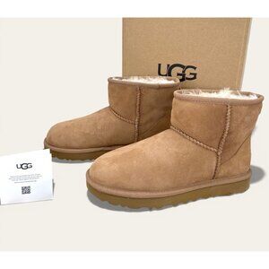 UGG Classic Mini II Boots Women’s US 6 Chestnut Suede Shearling Lined